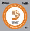 Acoustic Guitar Single Set of 5 D'Addario Strings, 80/20 Bronze, .020, BW020,