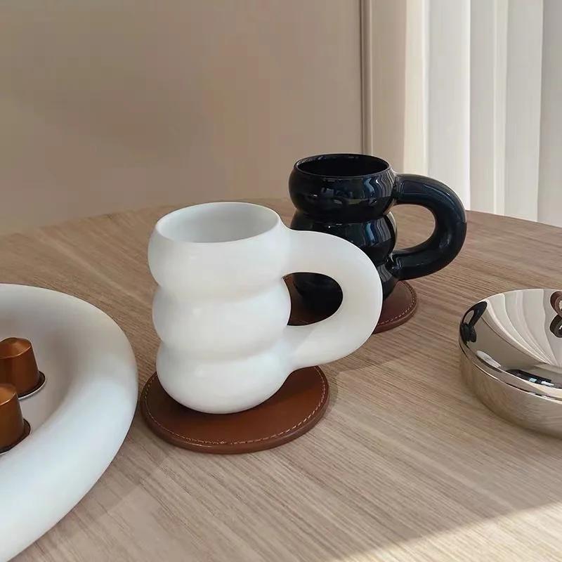 Creative Water Cup Ceramic Mug Nordic Coffee Cups with Big Handrip Colored Ceramics Big Juice Mugs