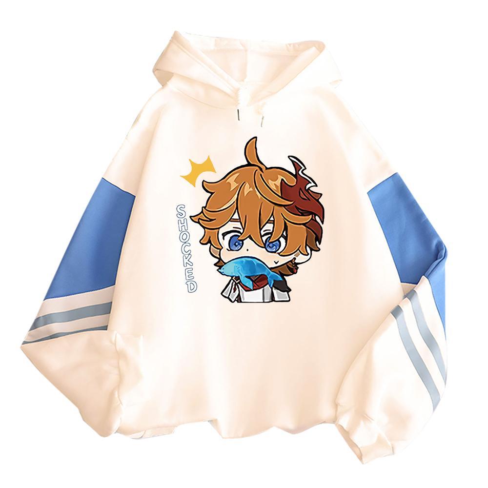Harajuku Game Genshin Impact Tartaglia Hoodie Printed Women Men Fashion Kawaii Boy Head Poster Long Sleeve Streetwear Man Sweatshirts