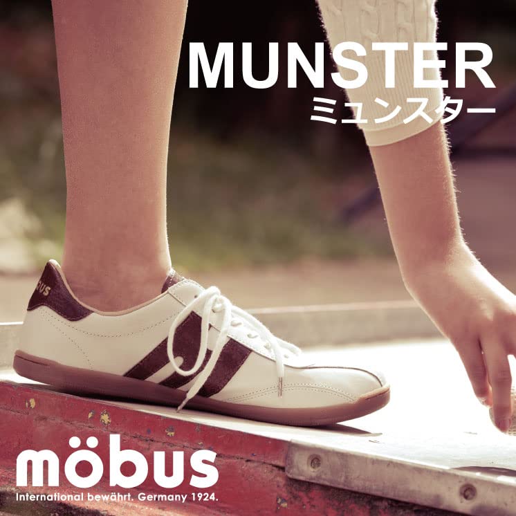Mobus MUNSTER Sneakers for Men and Genuine Sports and with Functional Walking Shoes Japanese Shoe Women, Leather, Casual, Insoles, (S.WHT TUM/B.BRN,