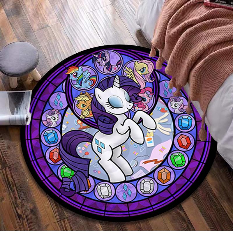 

1Pc Little pony Circular Print Rug - home decoration Carpet For Living Room Bedroom Flooring Computer Chair Area Rug 80x80cm( 31x31in)