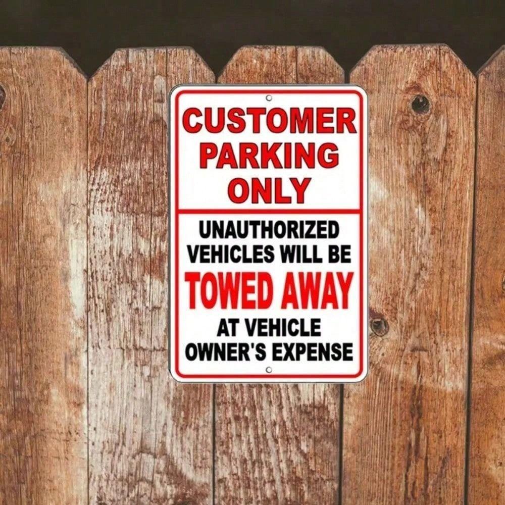 Tin Sign Wall Decor, Parking Only for Customers, Garage Decoration Metal Poster