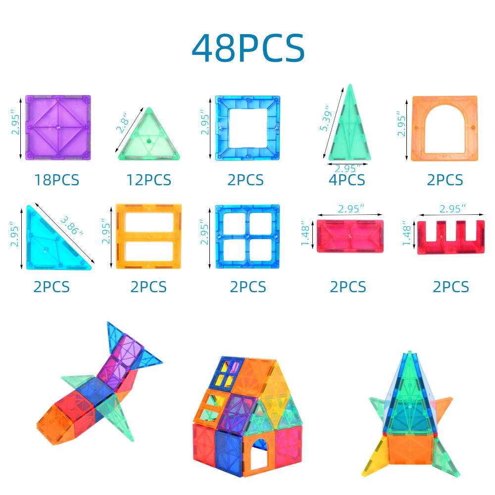 Colorful Magnetic Building Blocks Educational Toy Set 48pcs Gift Box Packaging