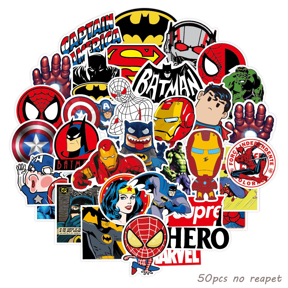 

50 Waterproof Superman Cartoon Stickers for Notebook, Water Cup, and Suitcase Decoration
