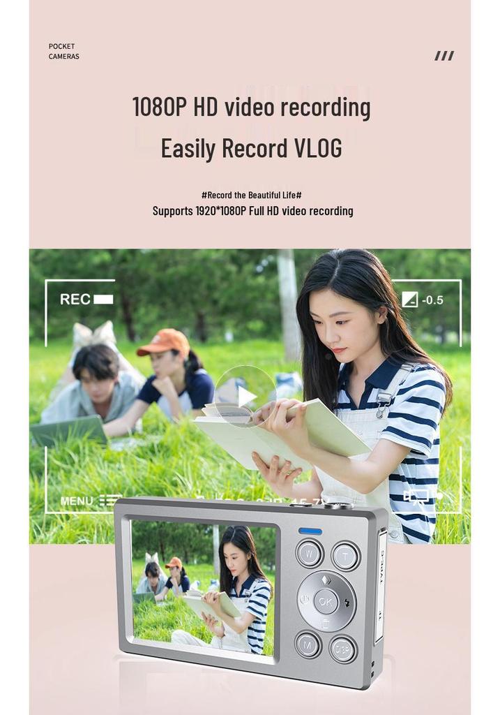 Dual Screen 4K DSLR Camera with Fill Light – High Pixel Travel Essential