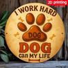 Vintage Iron Art 8x8 Inch Metal Dog Sign Funny Wall Decor Cute Puppy Plaque For Living Room Gift Working Hard For My Home
