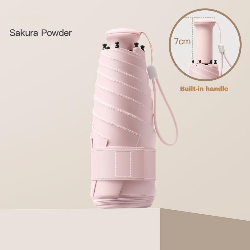 

Ultra Light Mini Telescopic Handle Dual-Use Sun Protection And Uv Protection Folding Black Rubber Sun Umbrella metal-fiber composite&6K