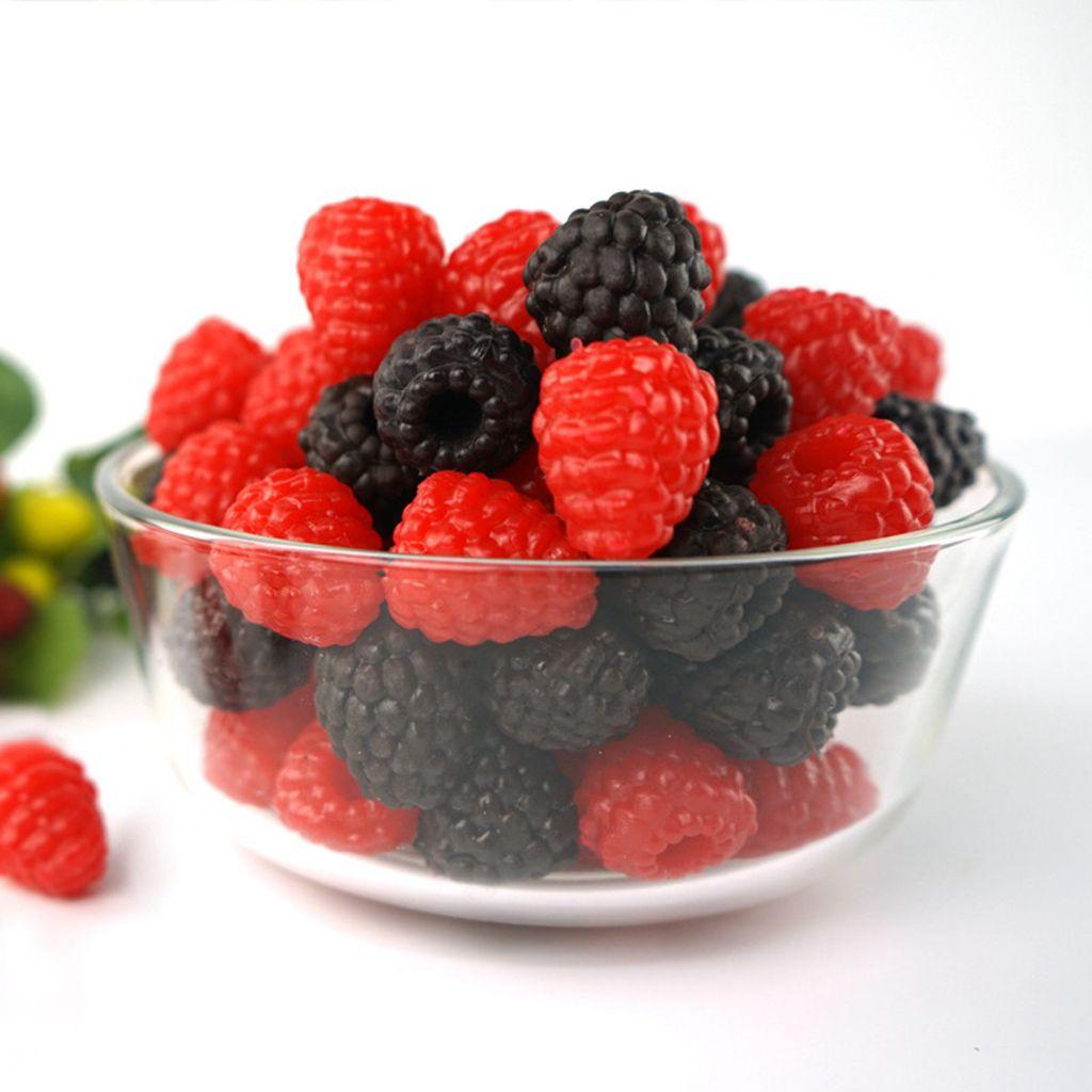 DIY Accessories Bright Color Realistic PVC Mulberry Branch Model Artificial Raspberry Fake Fruit Photography Props