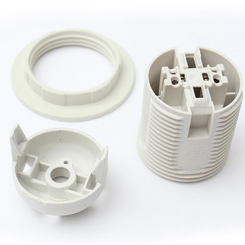 E27 E14 Lamp Bulb Holder Edison Screw Cap Socket 250V 4A/2A White/Black Half/Full Tooth Screw Led Bulb Light Base 1PCS