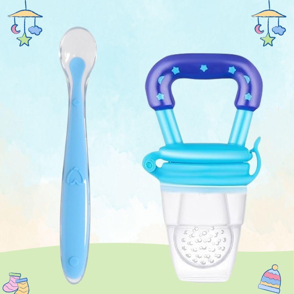 Baby Feeding Combo – Fruit Feeder & Soft Silicone Spoon Set
