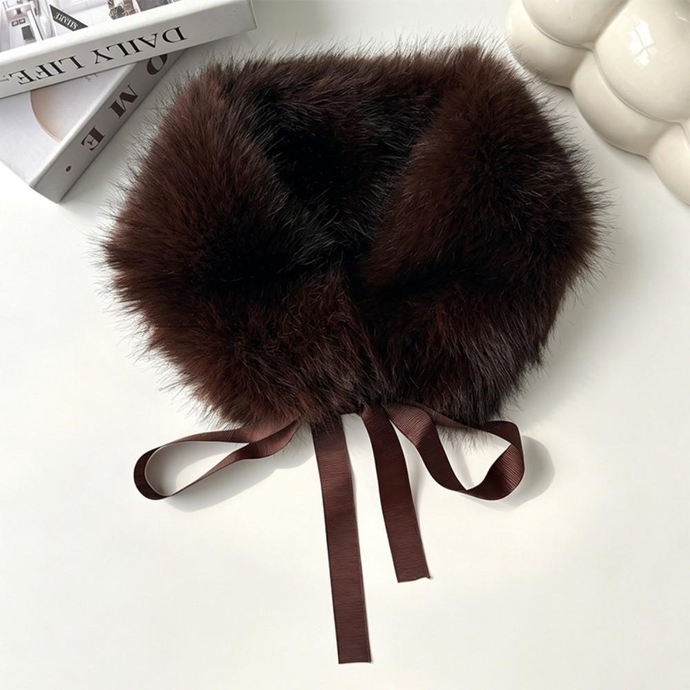 Solid Color Fur Collar Scarf Thicken Neck Warmer Scarf Fluffy Women Scarves Winter