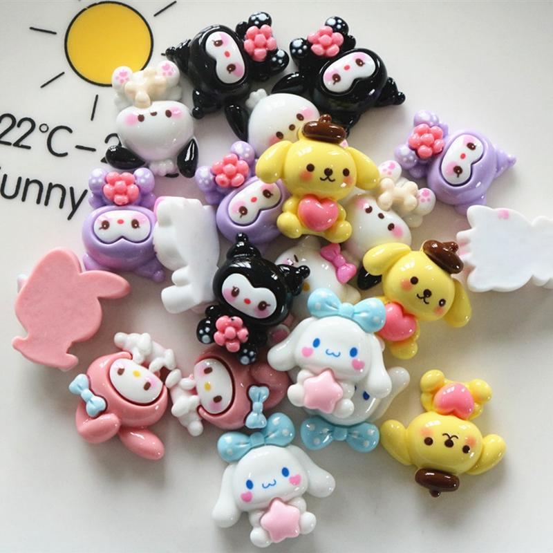 10Pcs New Mini Kawaii Cartoon Animal Girl Series Flat Bottom Scrapbook  Diy Jewelry Making Hairwear Accessorie A16