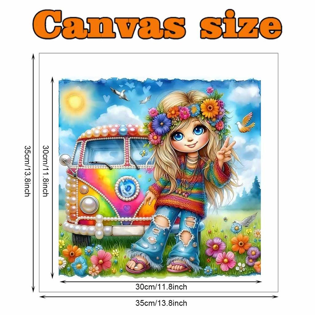 Lovely Girl Full 5D DIY Pearl Gem Art Diamond Painting Kits for Adults/Beginners Gift Idea Home Decor 11.81x11.81in