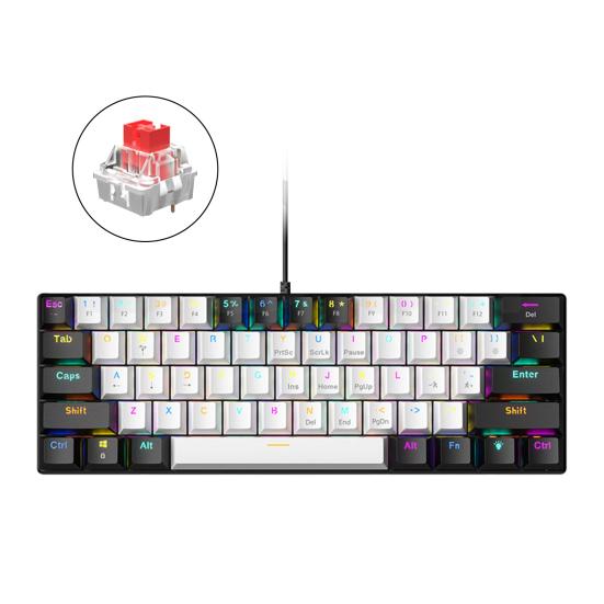 61-клавишная механическая клавиатура с эффектами RGB-подсветки, эргономичный дизайн, регулируемая универсальная проводная игровая клавиатура Plug-Play