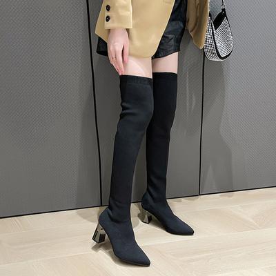 Over-knee Boots for Women, New Elastic Boots In Autumn and Winter 2025, Pointed Thick-heeled High Boots for Women, High-heeled Boots for Women