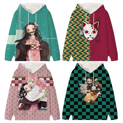 Demon Slayer Kamado Tanjirou Hoodie Kids Cute Spring Autumn Long Sleeve Hooded Sweatshirts Boys Girls Casual Outfits Children Tops