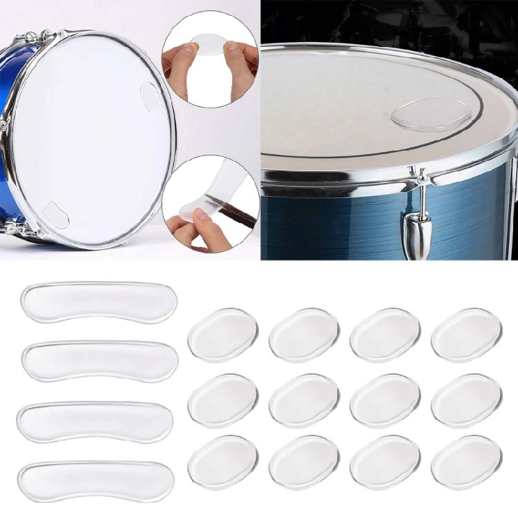 16Pcs Drum Dampener Oval and Long Drum Silencers Clear Silicone Drum Silencers