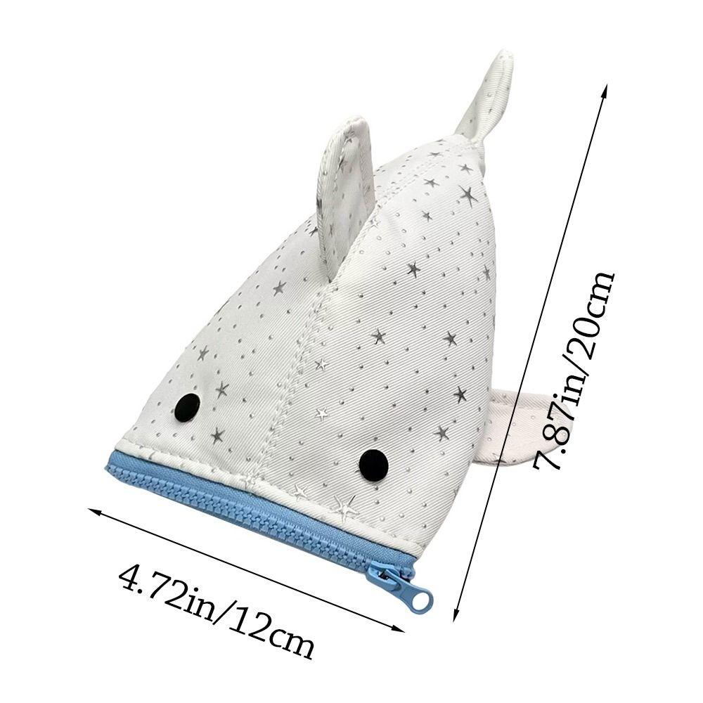 Shining Star Print Pencil Case Shark Shaped Pencil Pouch Stationery Bag  School Supplies