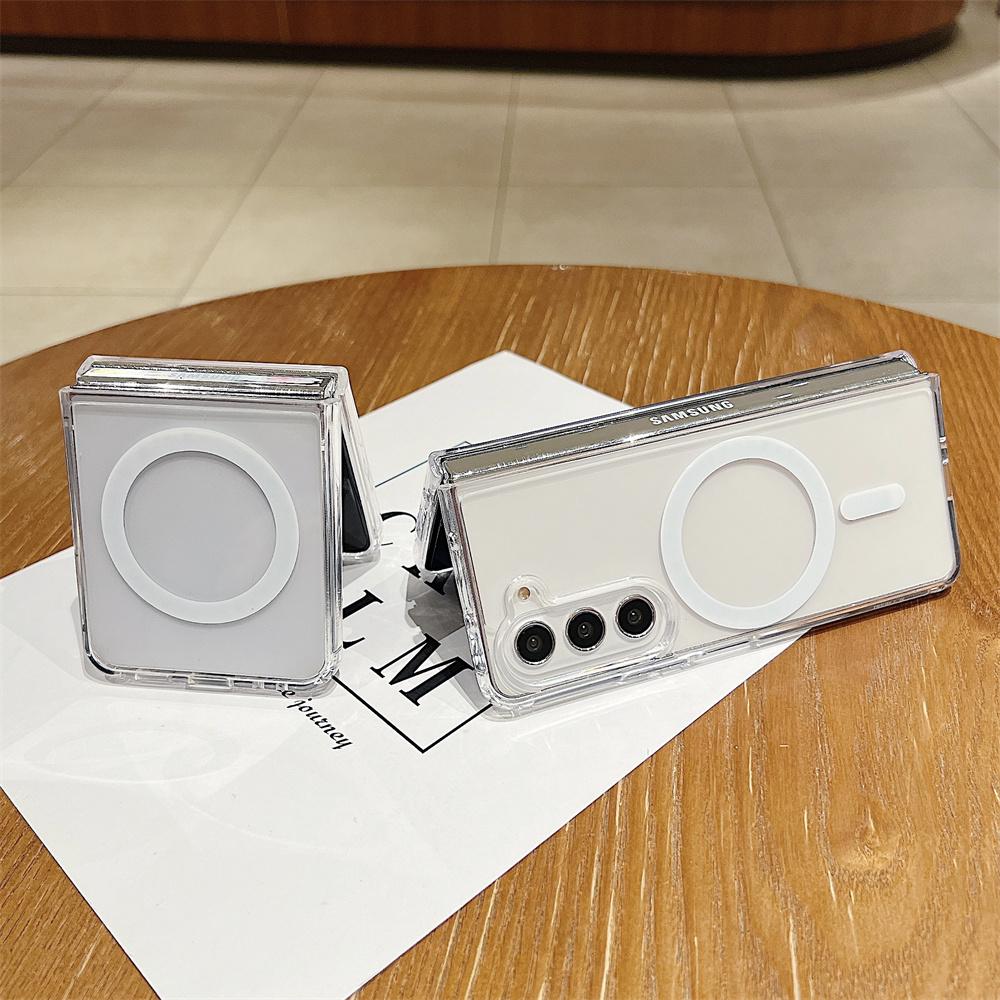Magsafe Transparent Armour Magnetic Phone Case for Samsung Z Fold 5 4 6 3 Flip 6 4 5 3 5G Wireless Charging Protective Shockproof Business Cover