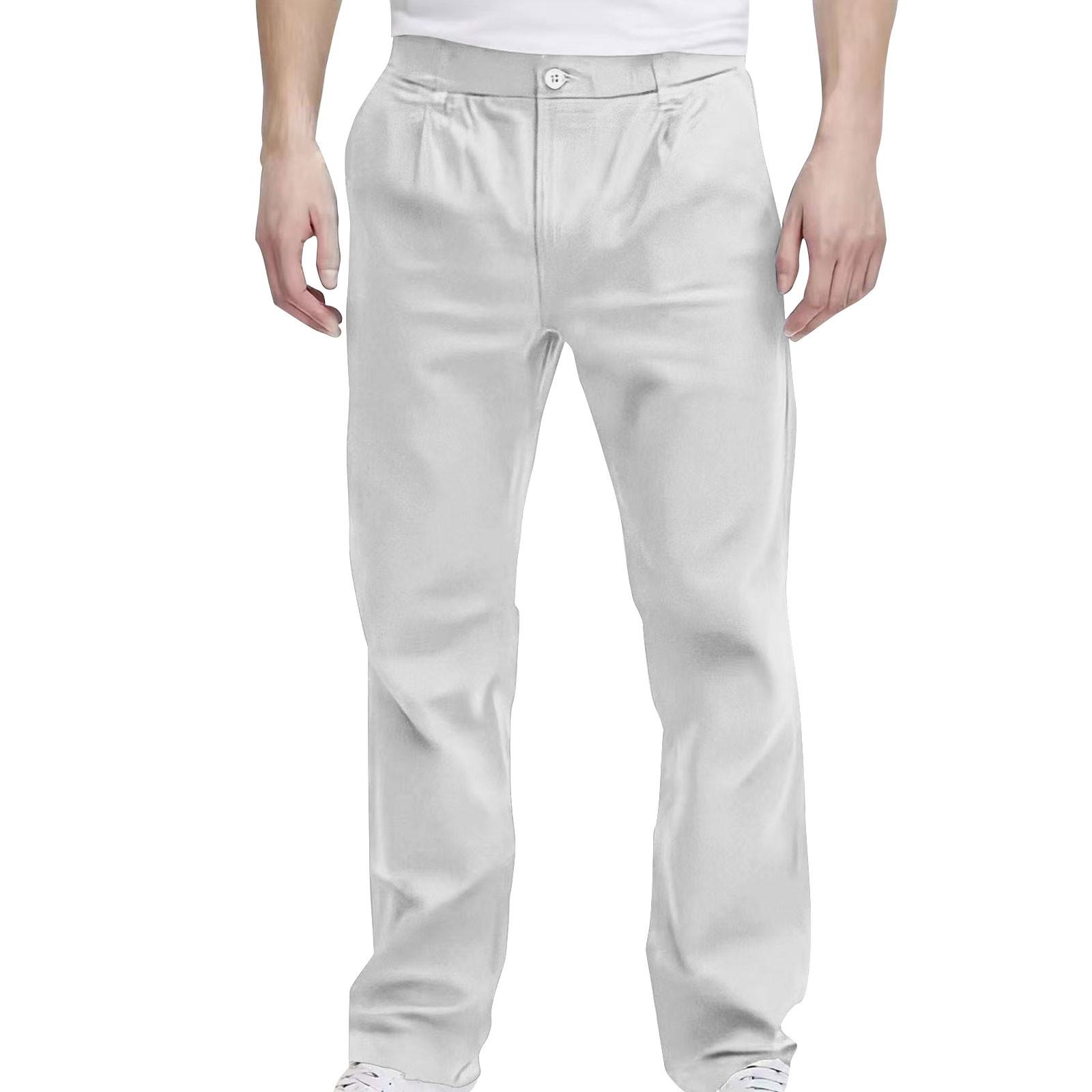 

Мужские свободные прямые облегающие брюки, легкие повседневные брюки M белый