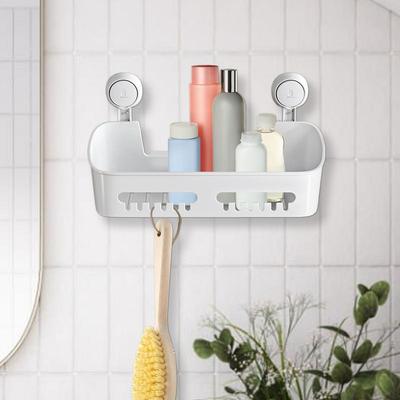 Bathroom Shelf Shower Wall Mount Shampoo Storage Holder With Suction Cup No Drilling Kitchen Storage Bathroom Accessories