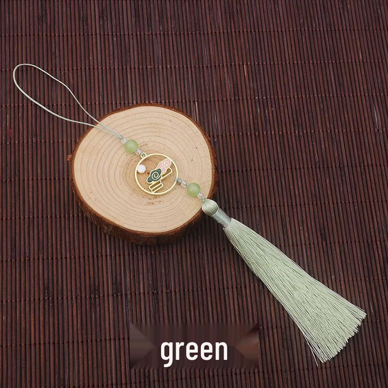 Colorful Clouds Chasing the Moon Tassel Pendant for Hanfu Qipao - 12CM Fan Lantern Jade Lapel Accessory