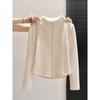 Plus Size Velvet Double Zipper Stand Collar Long Sleeve Women's Slimming Autumn Winter Top