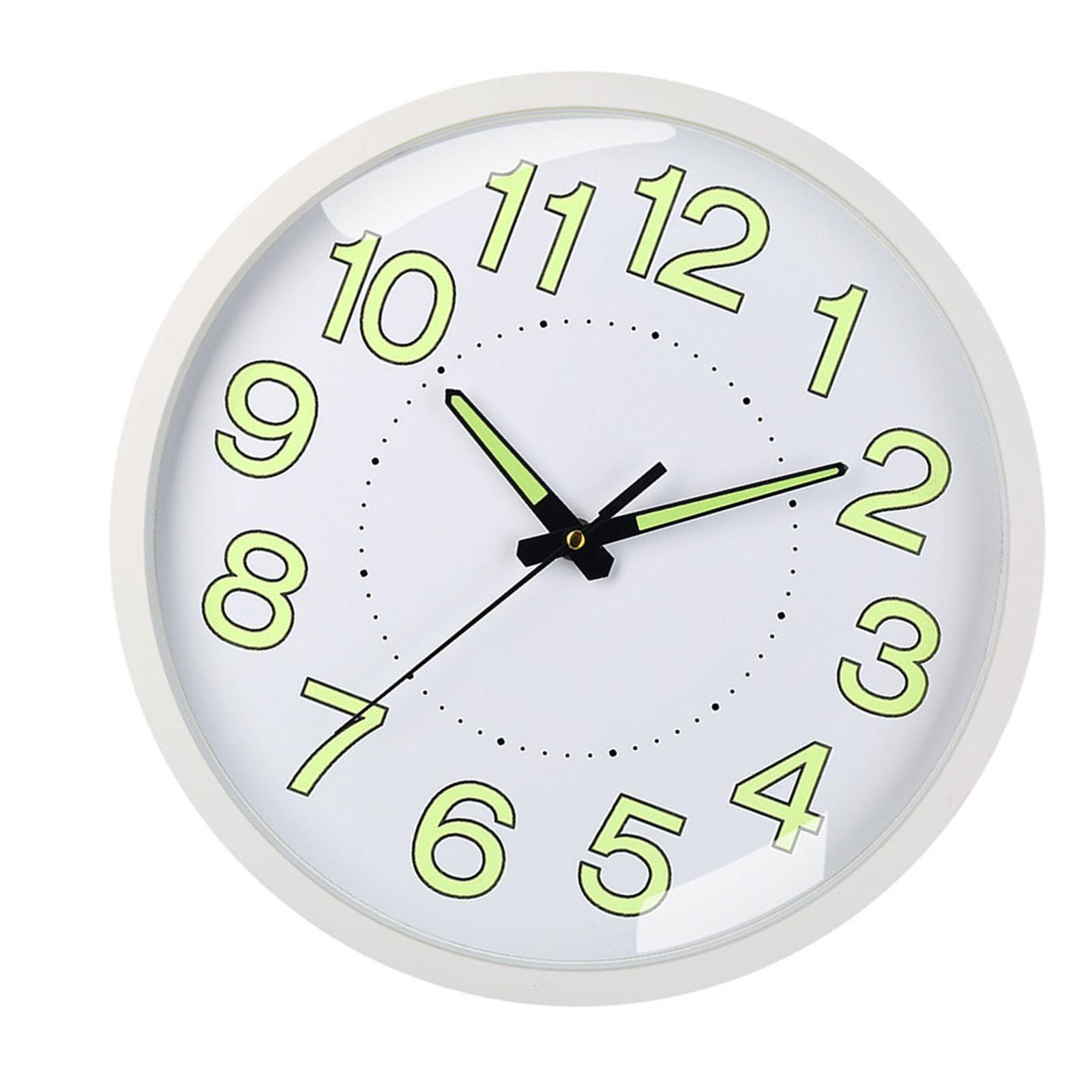 

12in Quartz Clock Night Light Non Ticking Silent Wall Clock White Frame for Indoor Bedroom Living Room