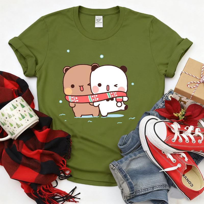 Kawaii Bubu Dudu Merry Christmas Couple Tshirt Trendy Funny Cartoon Anime Shirt Fashion Holiday Party Celebrate Cotton Tees