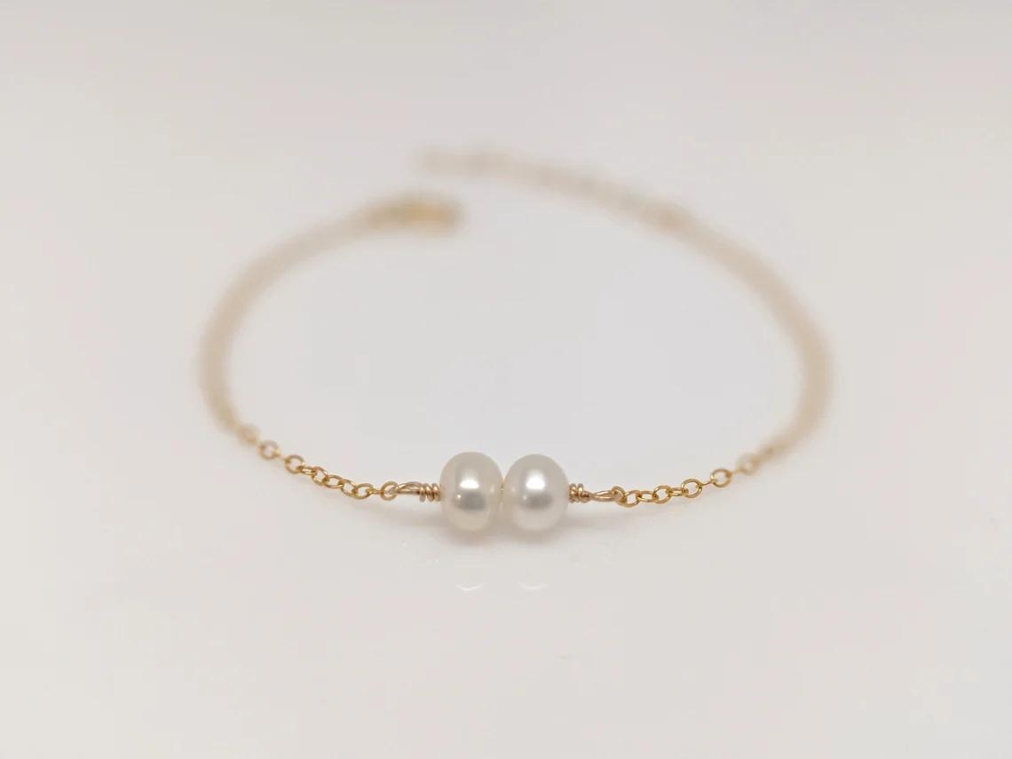 

Vlen Natural Freshwater Pearl Bracelets for Women Gold Plated 18 K Stainless Steel Bracelet Dainty Pulseras Jewelry