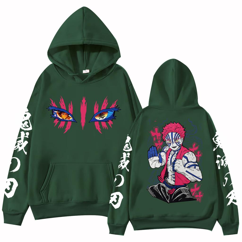 Anime Demon Slayer Infinity Castle Akaza Hoodie Men Women Harajuku Pullover Hoodie Y2k Clothes Tops