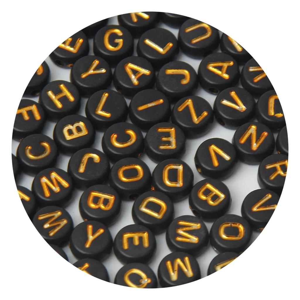 100/200/300/500 Stück Acryl-Buchstabenperlen, gemischt, rund, flach, lose Abstandsperlen für die Herstellung von handgefertigten Schmuckstücken, DIY-Armbändern und Halsketten