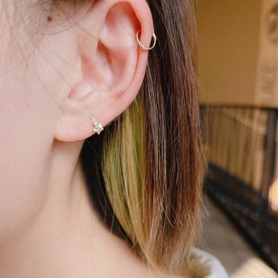 Five-pointed Star Earrings Earrings Star Small Circle Earrings for Women's Ear Buckles Mini Light Luxury Commuting Style