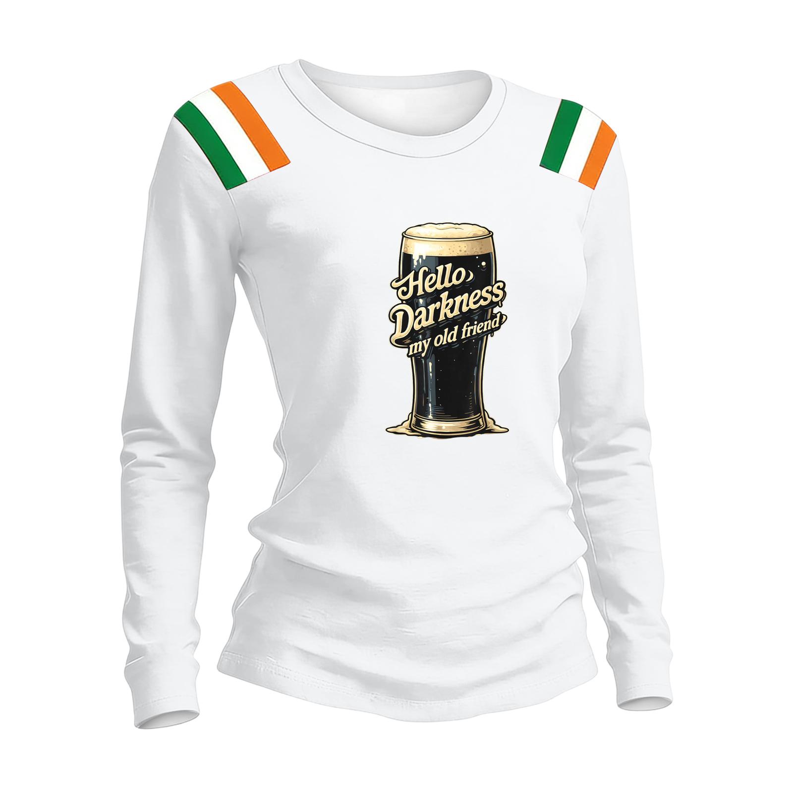 

Women s Fashion Casual Printed Round Neck Long Sleeve Pullover Top XL білий