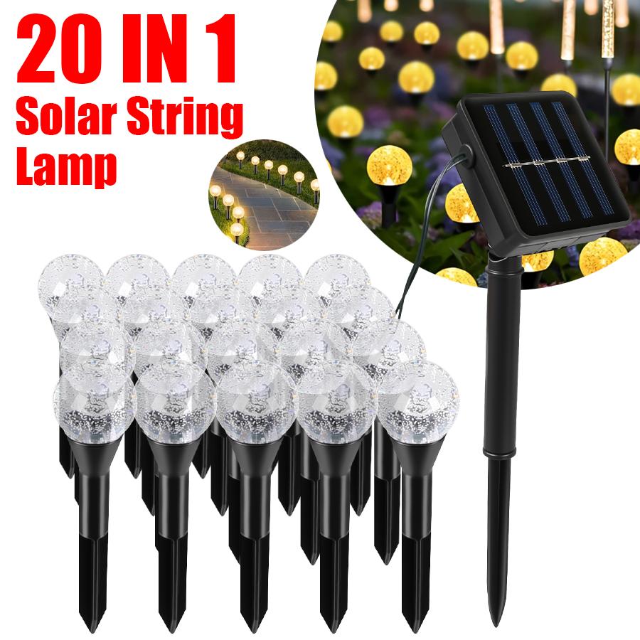 

20 in 1 LED Solar String Light 8 Modes Waterproof Garden and Courtyard Lighting for Festive Parties Weddings and Decorative Lamp