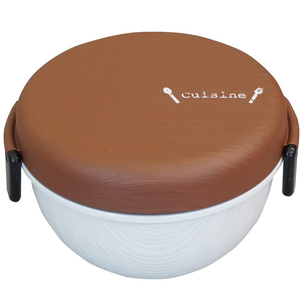 padou Design Wood Grain Lunch Bowl Large Microwave and Dishwasher Safe Bottom [cuisine] (BR) Capacity, (Top Rack 280ml, Rack 420ml, Total 700ml)