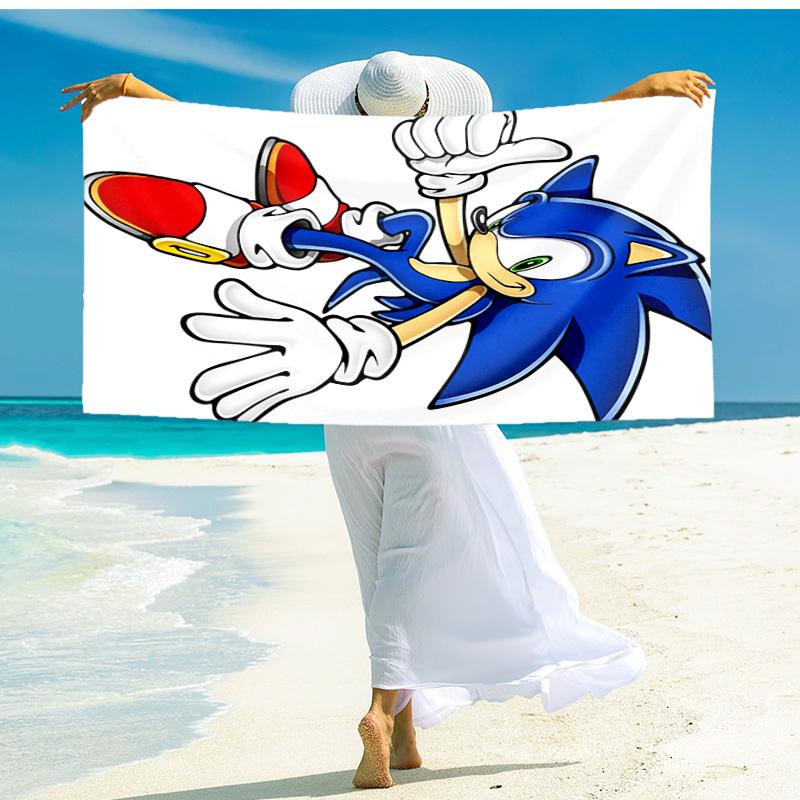 1pc Sonic Hedgehog Adventure Beach Towel,quick Drying Absorbent Beach Towel,outdoor Sports Swimming Beach towel,Soft and Comfortable Y73030