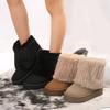 New Thick-soled Round-toe Flip-up Hairy Short Snow Boots Women's Warm Thickened Cotton Shoes