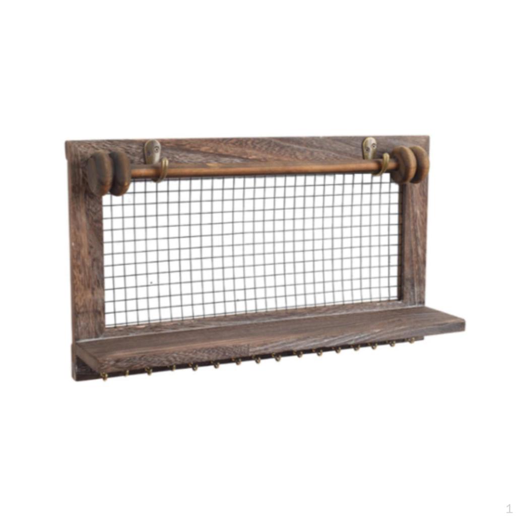 Wall Shelf Mounted Jewelry Holder with 16 Hooks Decor Display Necklace Hanger