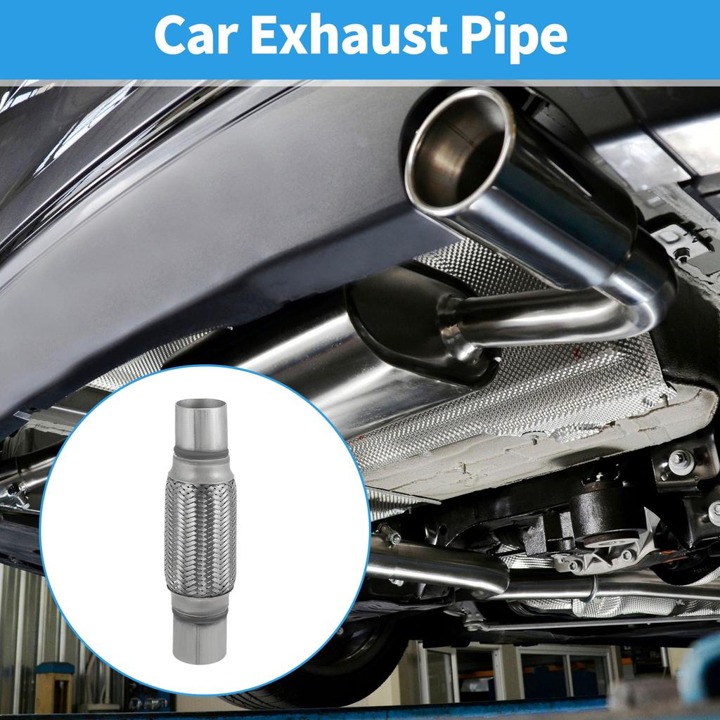 X AUTOHAUX Flexible Bellows Muffler Flexible Pipe Exhaust Flexible Pipe Tube Stainless Steel Pipe Car Exhaust Manifold Tube Universal Flexible with
