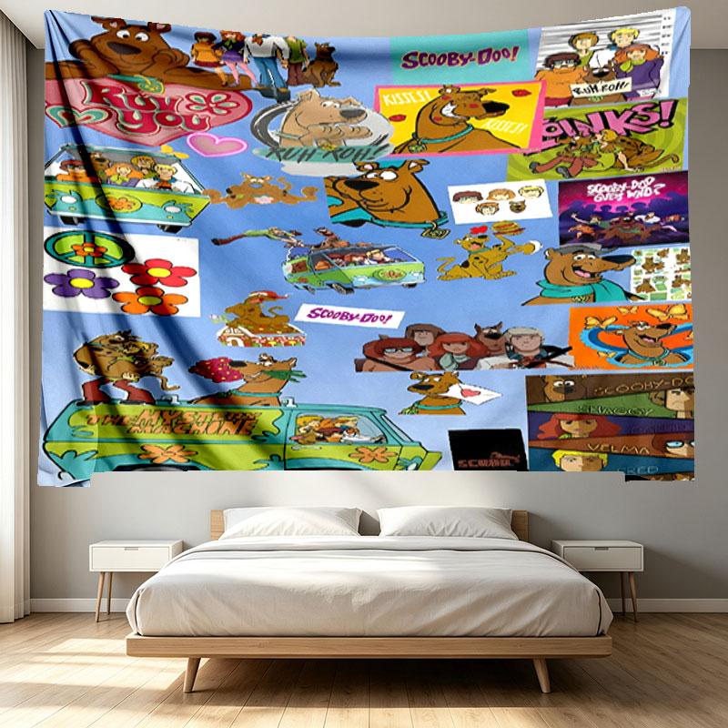 Scooby Print Tapestry - Portable Wall Decor Cloth, for Home, Dorm, Travel, Bedroom, Living Room - Ideal Birthday Housewarming Gift