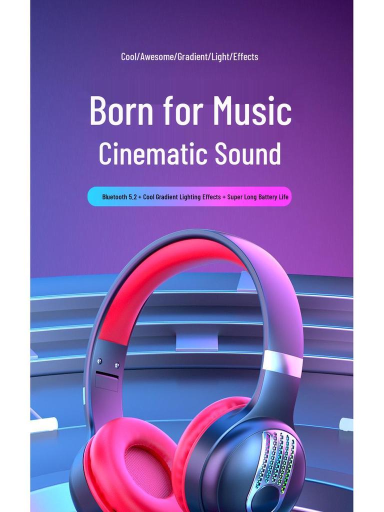 KE-12 Bluetooth Headband Headphones with LED Lighting, HIFI Super Bass, and Long Battery Life