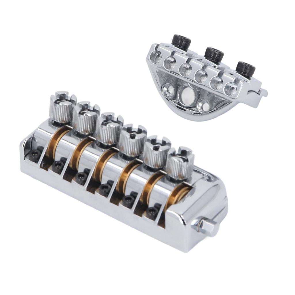 Headless Bridge Silver Color Alloy Steel 6 String Guitar Bridge Replacement for Practice