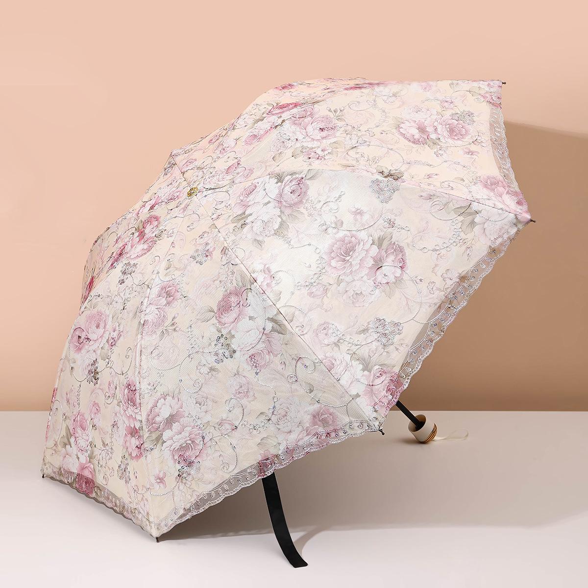 

Виниловый солнцезащитный зонт с двойной вышивкой и блестками, кружево, солнцезащитный крем Muse, защита от ультрафиолета, UPF50 +