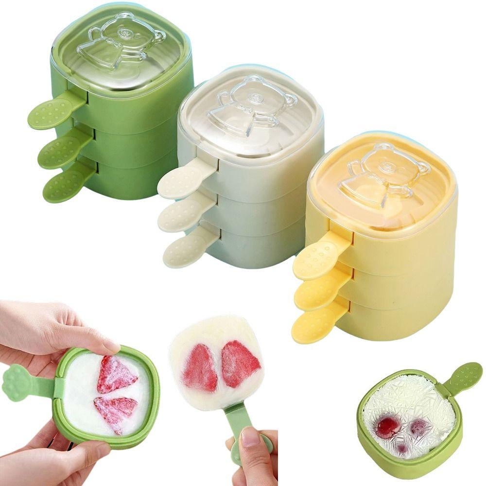 1/2/3PCS New Food Grade Ice Cream Mold With Lid Cartoon Ice Pop Maker Easy Release Portable Popsicle Molds Summer