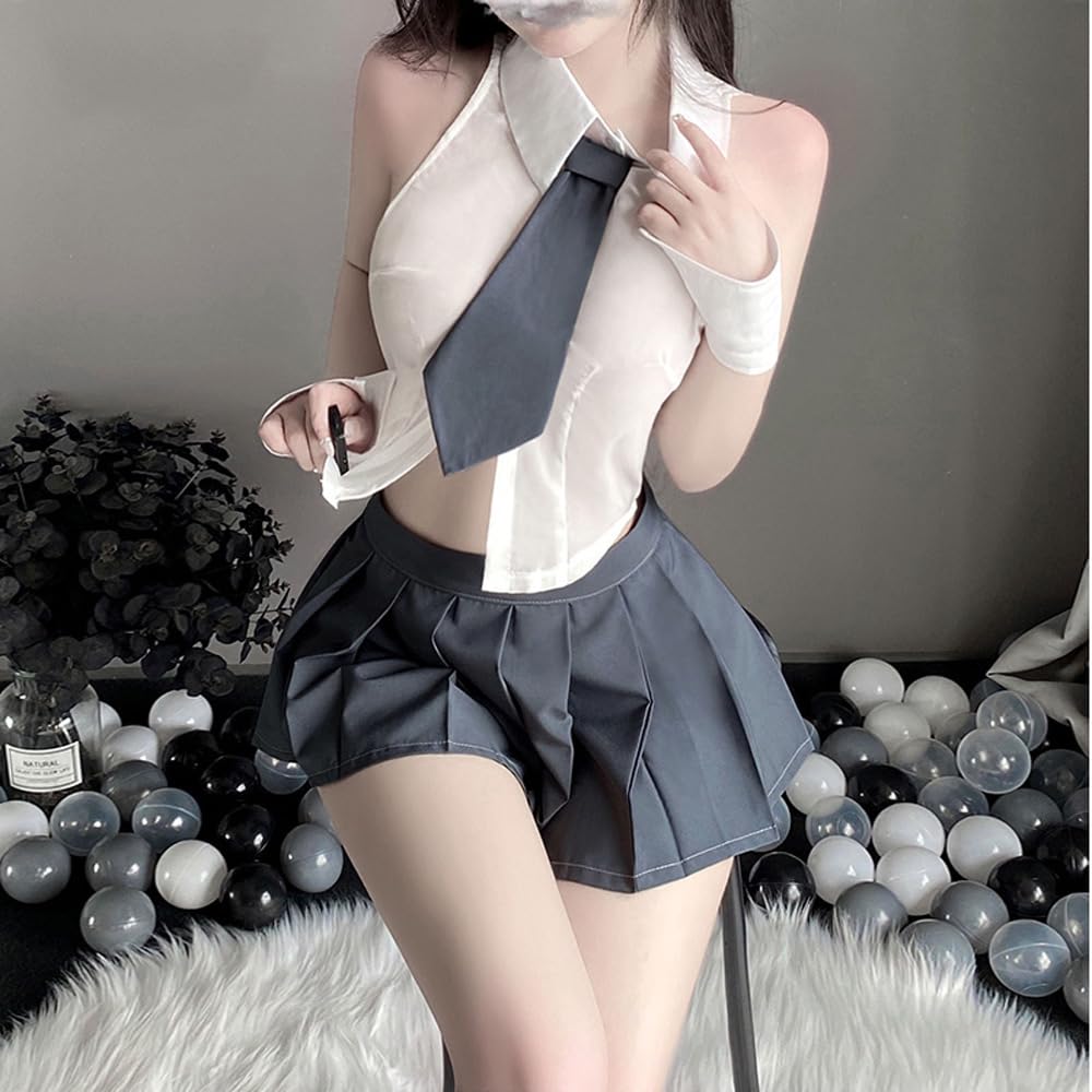 Sailor Sexy High School Pleated One Size [YAISHN] Uniform, Cosplay, See-through, See-through, Extreme, Erotic, Cute, Uniform, Gray, Ladies,