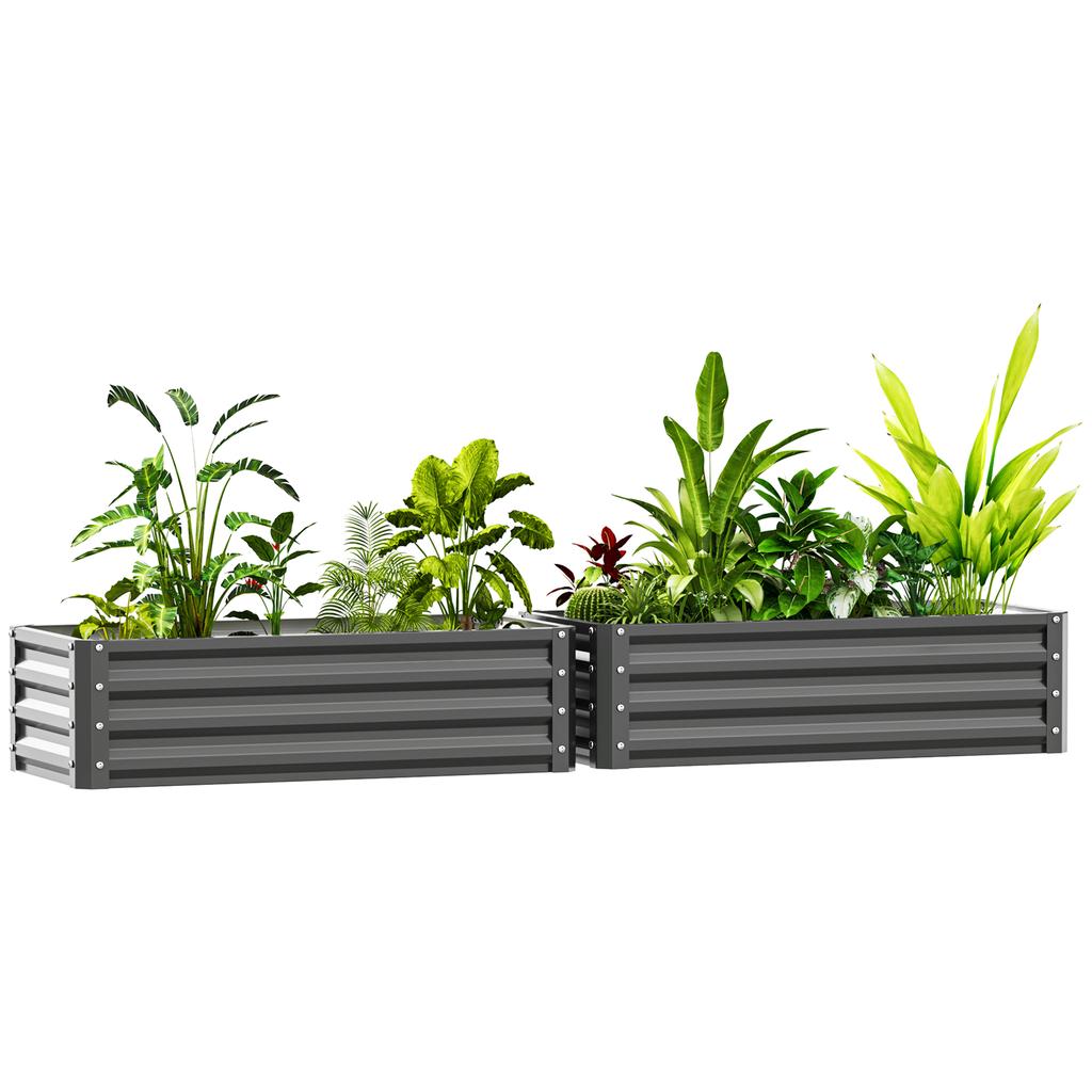 Set of Two 110 x 50cm Steel Planter Boxes - Light Grey