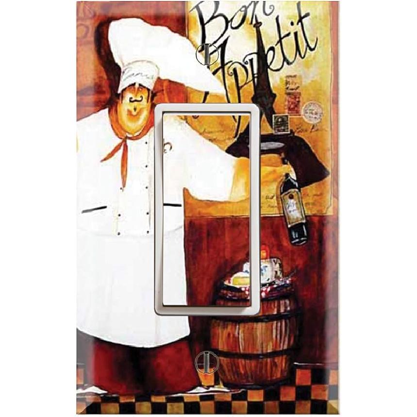 Graphics Wallplates - Bon Appetite Fat Chef- Toggle Outlet Combo Wall Plate Cover