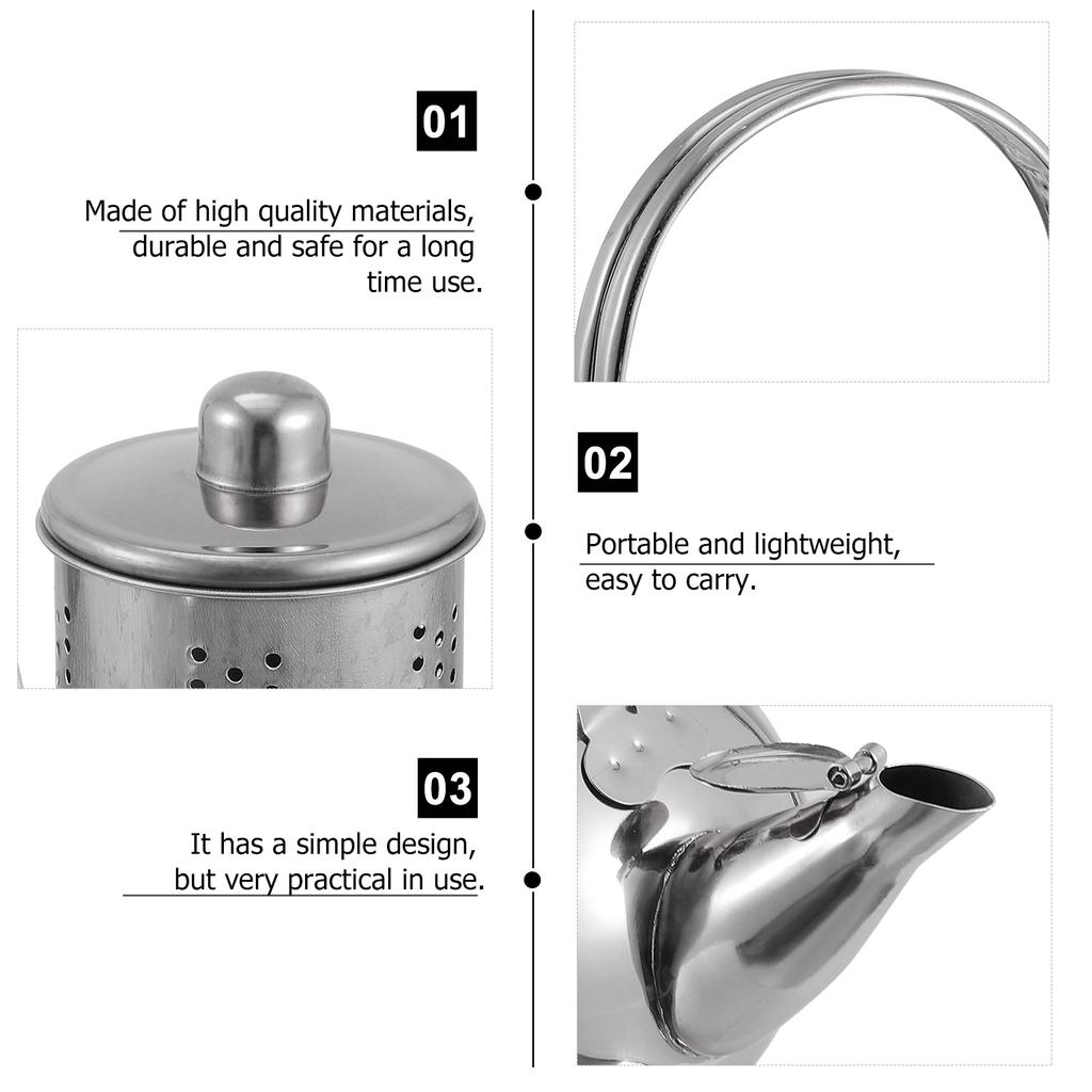 Stainless Steel Teapot Portable Thicken Tea Kettle Large Capacity Water Kettle For Home Use With Strainer Lightweight