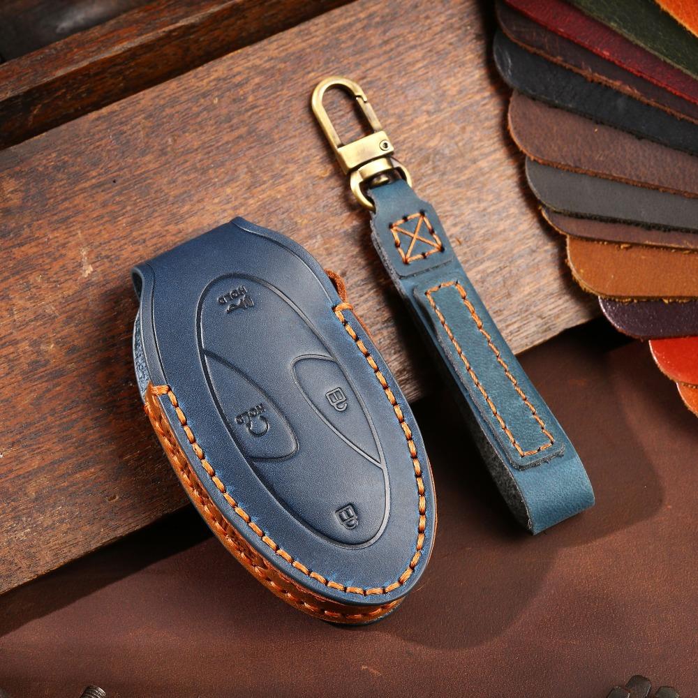Handmade Genuine Leather Car Key Cover for Hyundai Korea Models Premium Protection Case